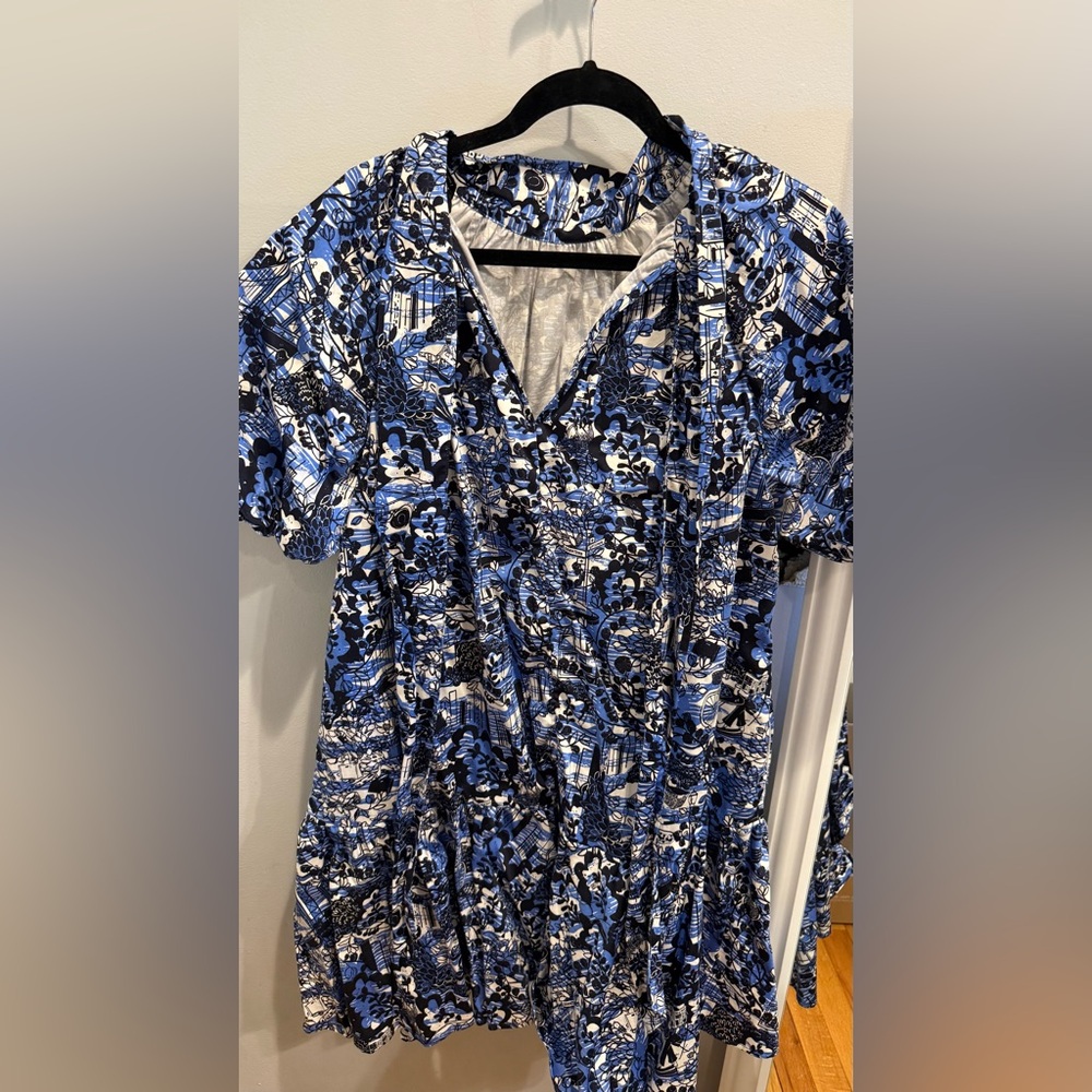 Kate Spade Blue and Black Novelty Printed Dress